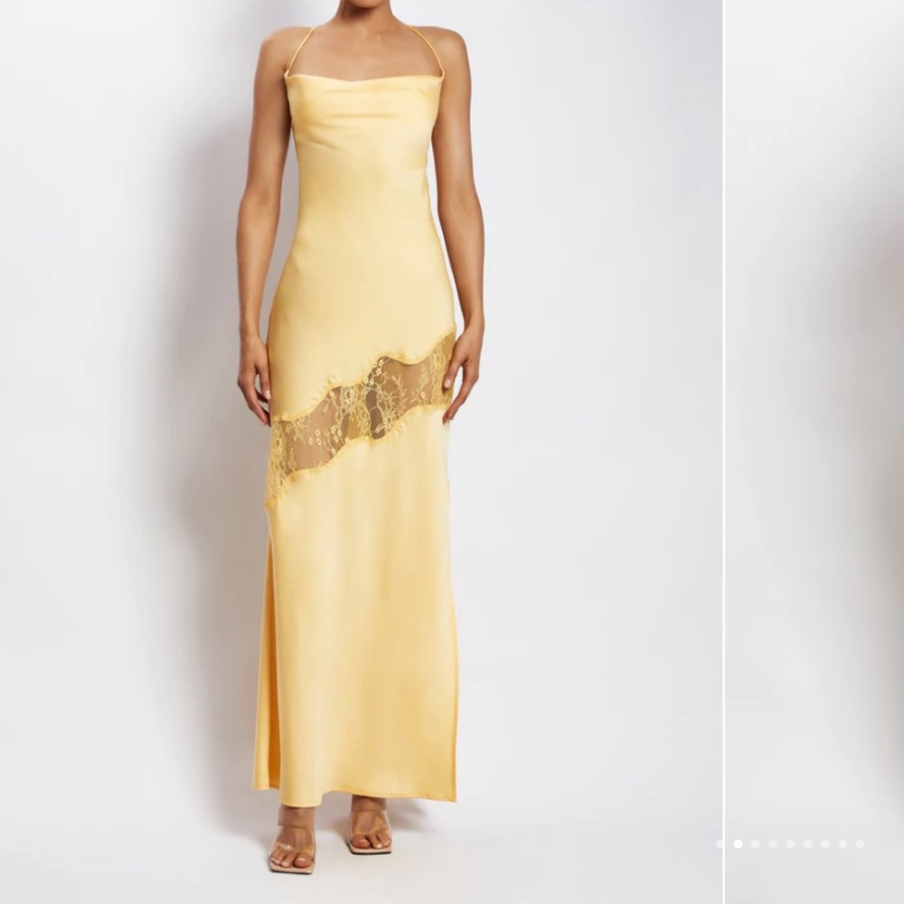 Meshki yellow lace cut-out dress